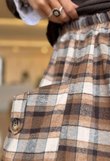 Roberta Plaid Brushed Cotton Balloon Hem Skirt Camel